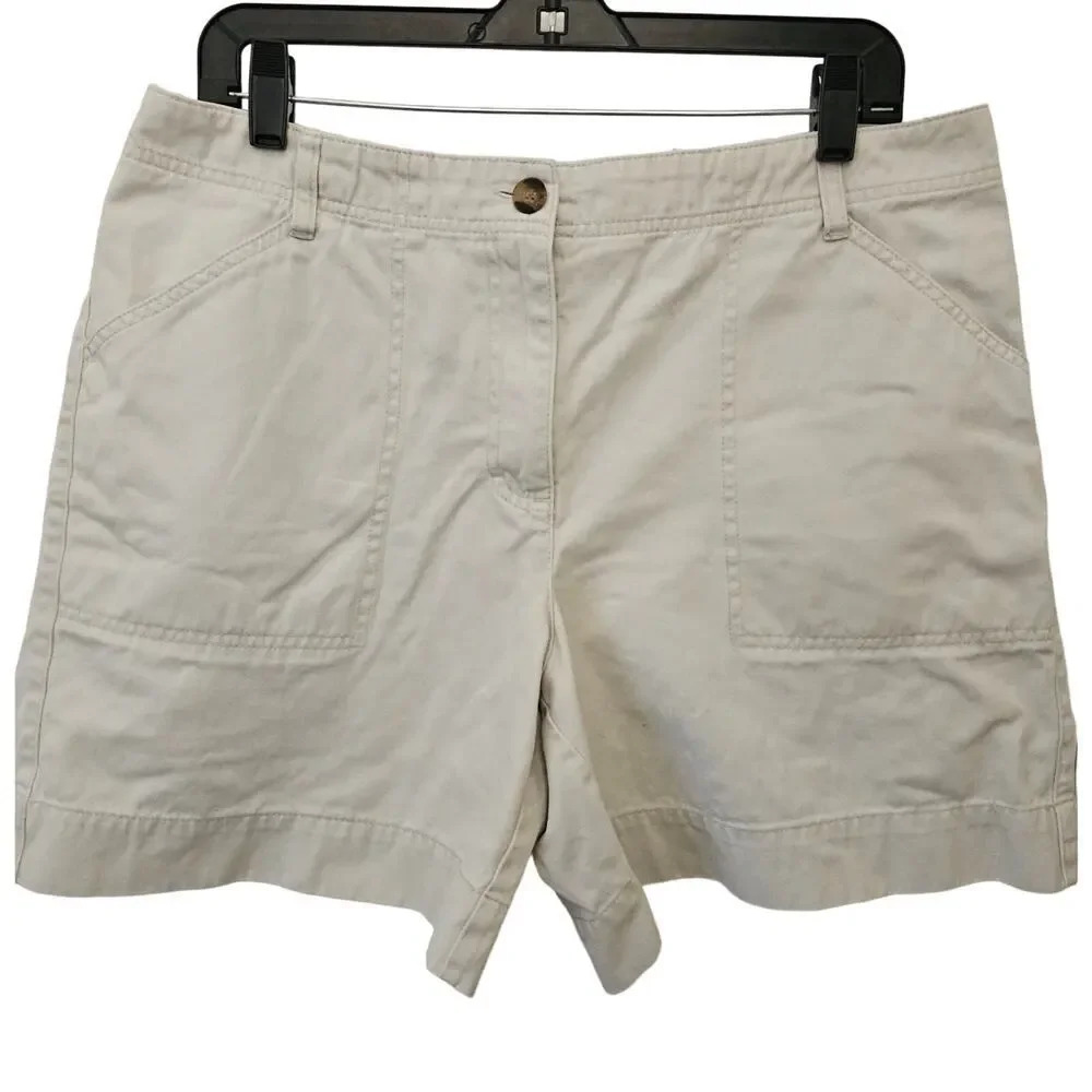 Charter Club Women's Khaki Shorts 14 Katherine Fit‎ 100% Cotton High Rise Casual